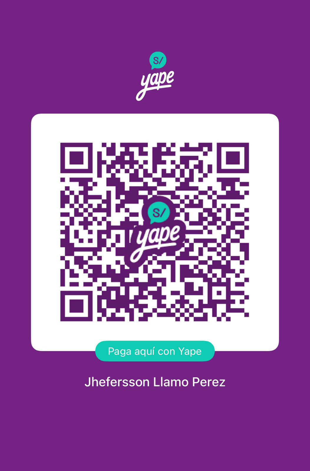 QR de pago Yape - Jhefersson Llamo Perez